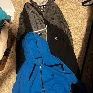 Express Men's Zip Up Sweaters - Black, Gray, Blue
